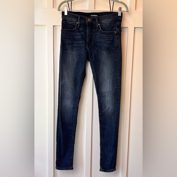 Express Legging Jeans Mid Rise Dark Wash Womens Size 4 R Low Rise Skinny - Picture 1 of 8